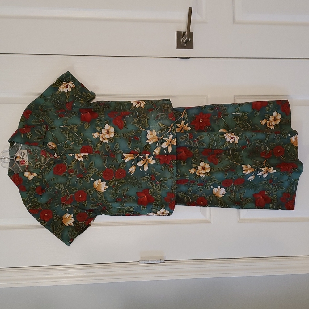 Tropical Hawaiian Holiday 2-pc Sheath Dress Sz Small EUC